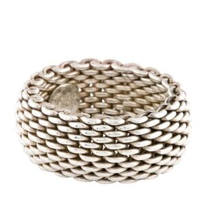 TIFFANY & CO. Sterling Silver 925 Vintage Somerset Mesh Ring Size 7.5